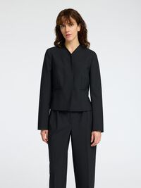 FITTED WOOL BLEND BLAZER, Black, highres