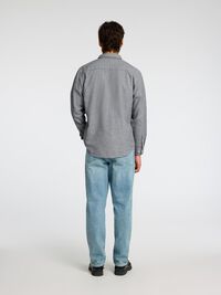 LONG SLEEVED FLANNEL SHIRT, Grey Melange, highres