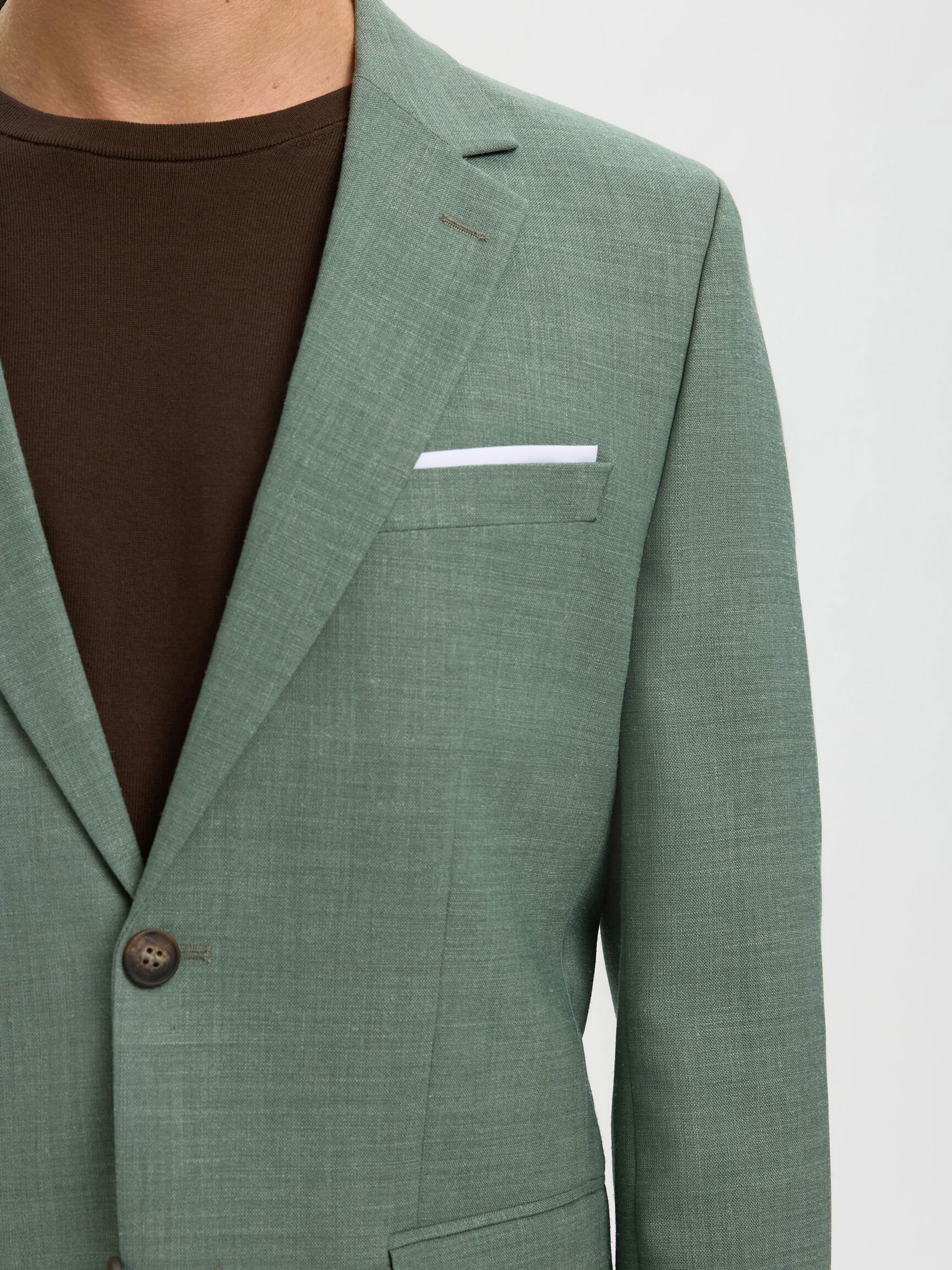 SLIM FIT SINGLE-BREASTED BLAZER, Light Green Melange, highres