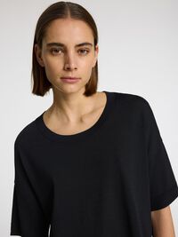 VISKOSEBLANDING LØS T-SHIRT, Black, highres