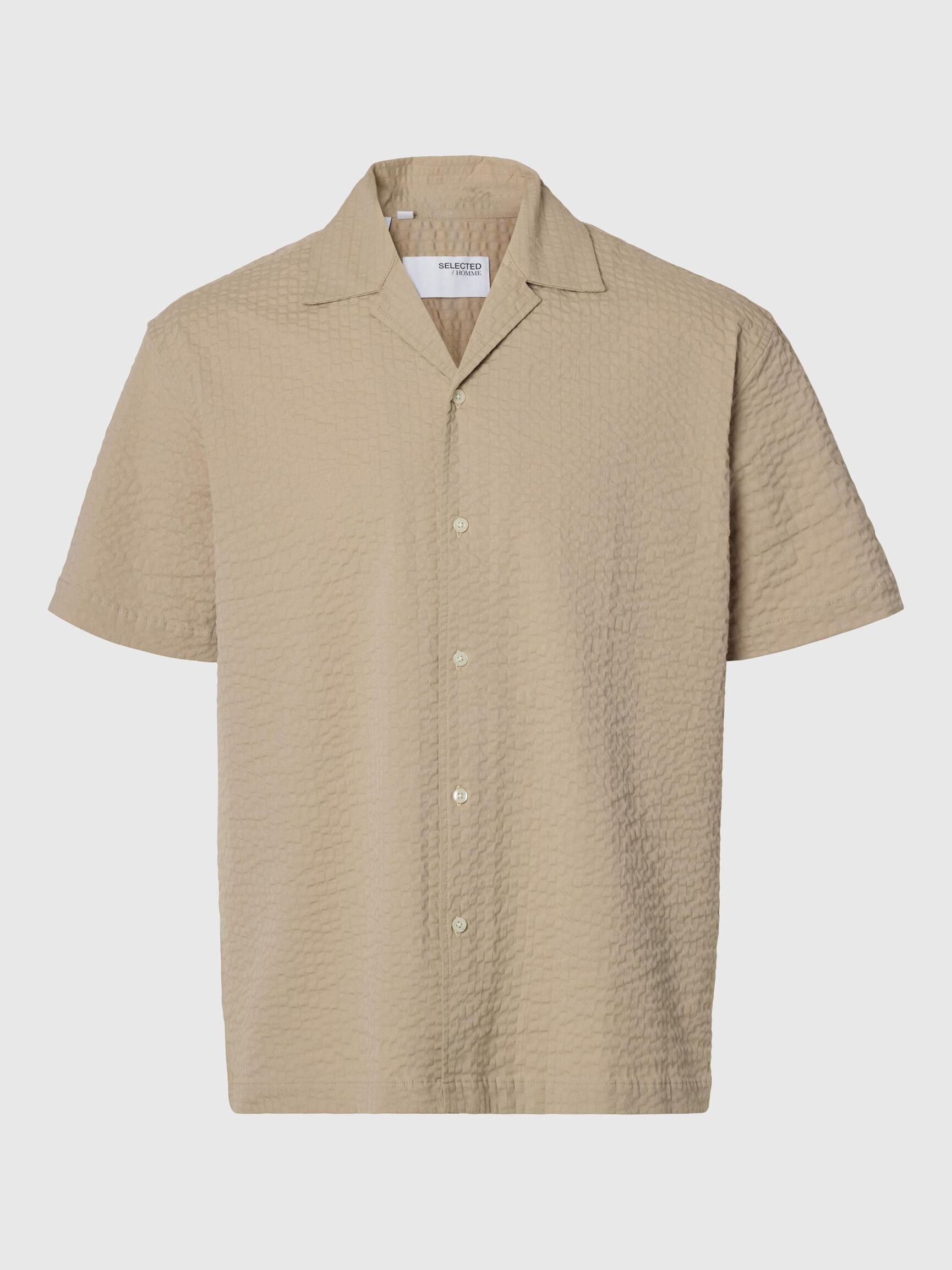 SEERSUCKER KORTÆRMET SKJORTE, Pure Cashmere, highres