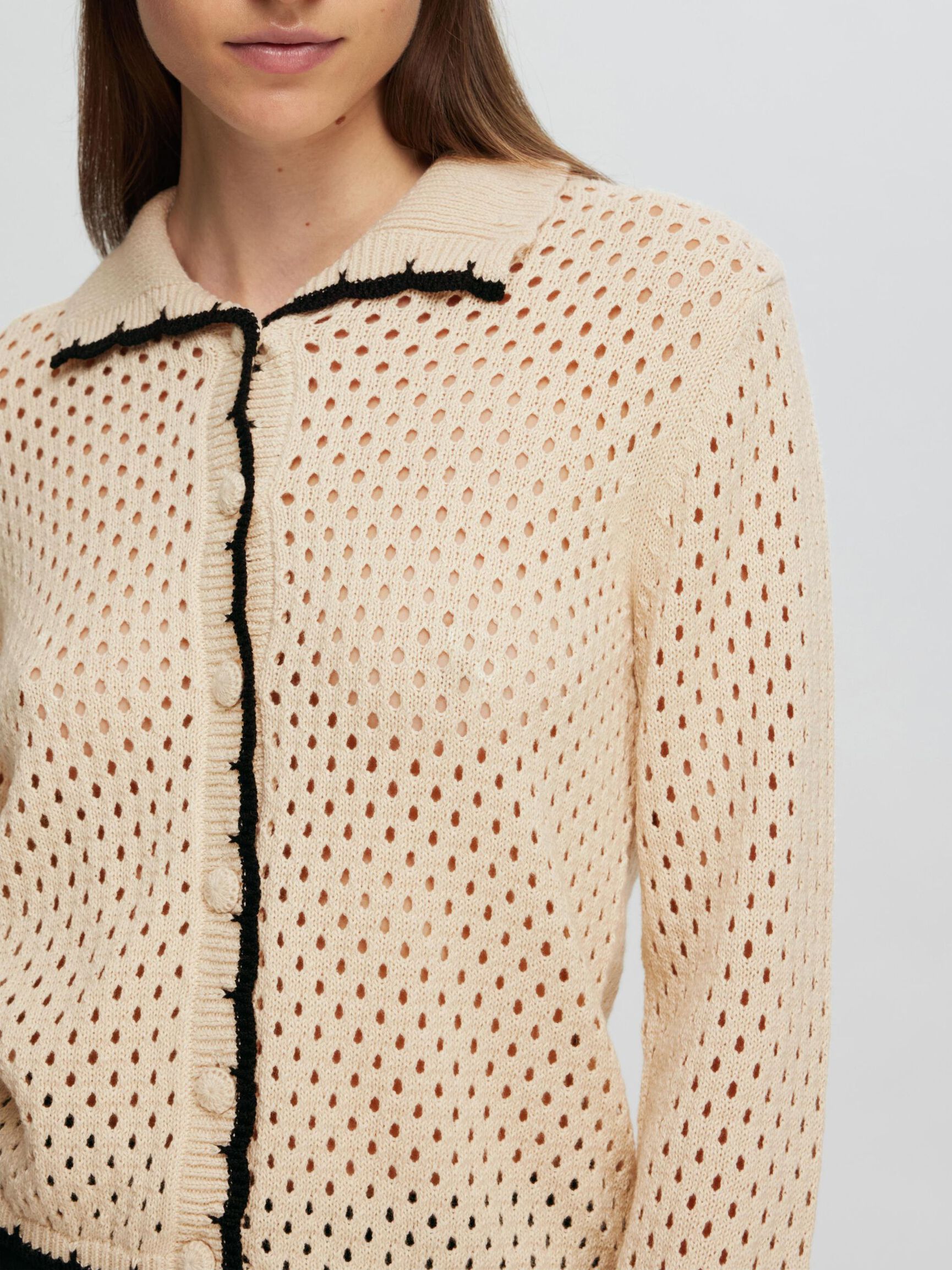 LONG SLEEVED KNITTED CARDIGAN, Birch, highres