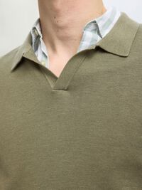 KURZARM POLOHEMD AUS STRICK, Vetiver, highres