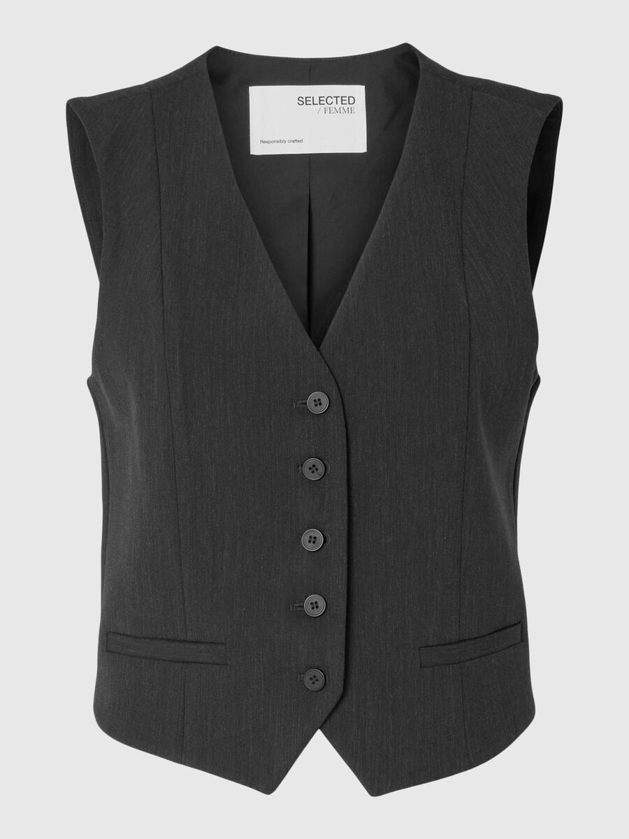 Selected VISCOSE BLEND TAILORED WAISTCOAT, Dark Grey Melange, highres - 16093148_DarkGreyMelange_1145911_001.jpg