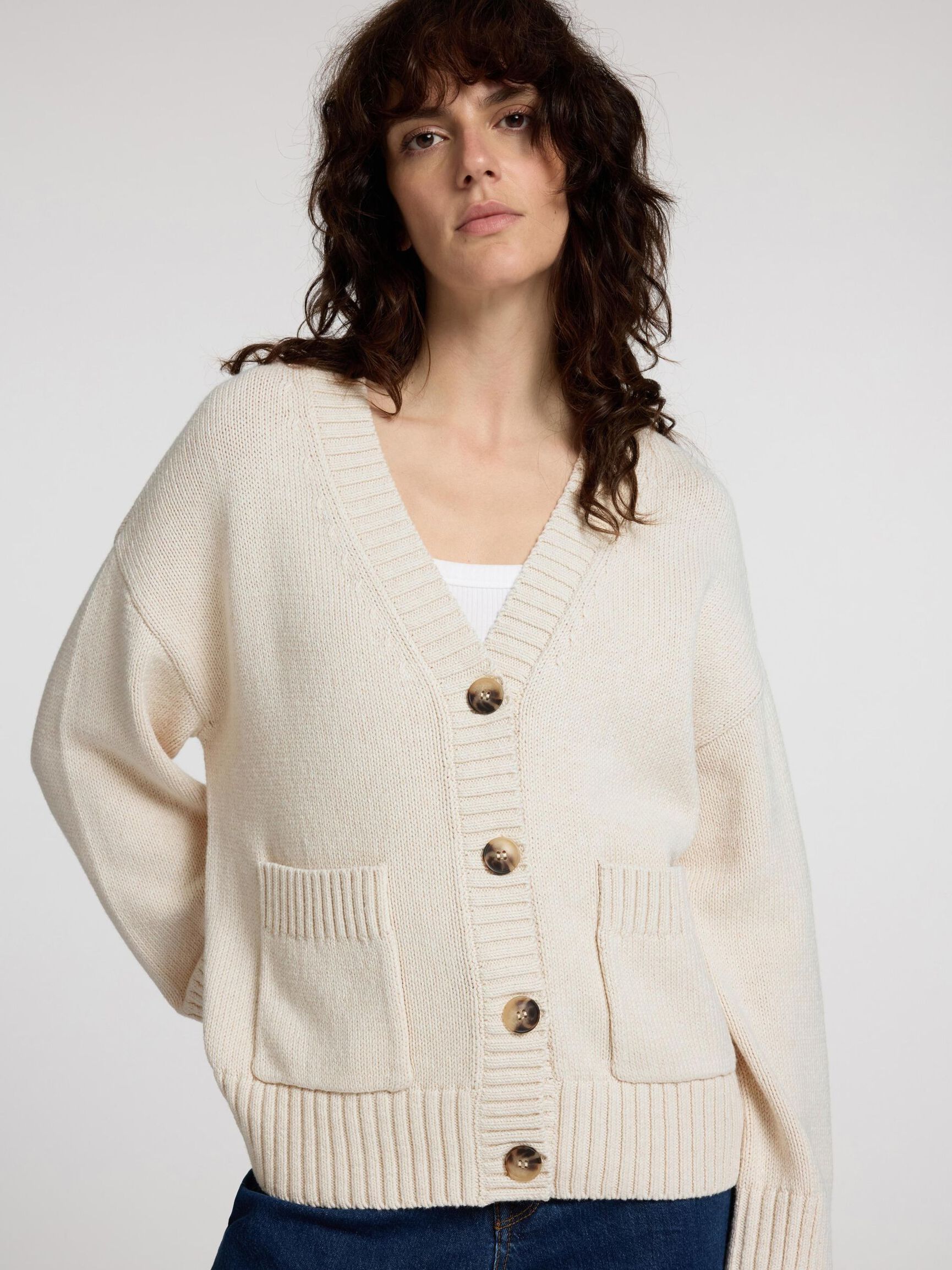 OVERSIZED STRICKJACKE, Birch, highres