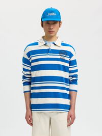 RELAXED FIT LANGARM-POLOSHIRT, Egret, highres