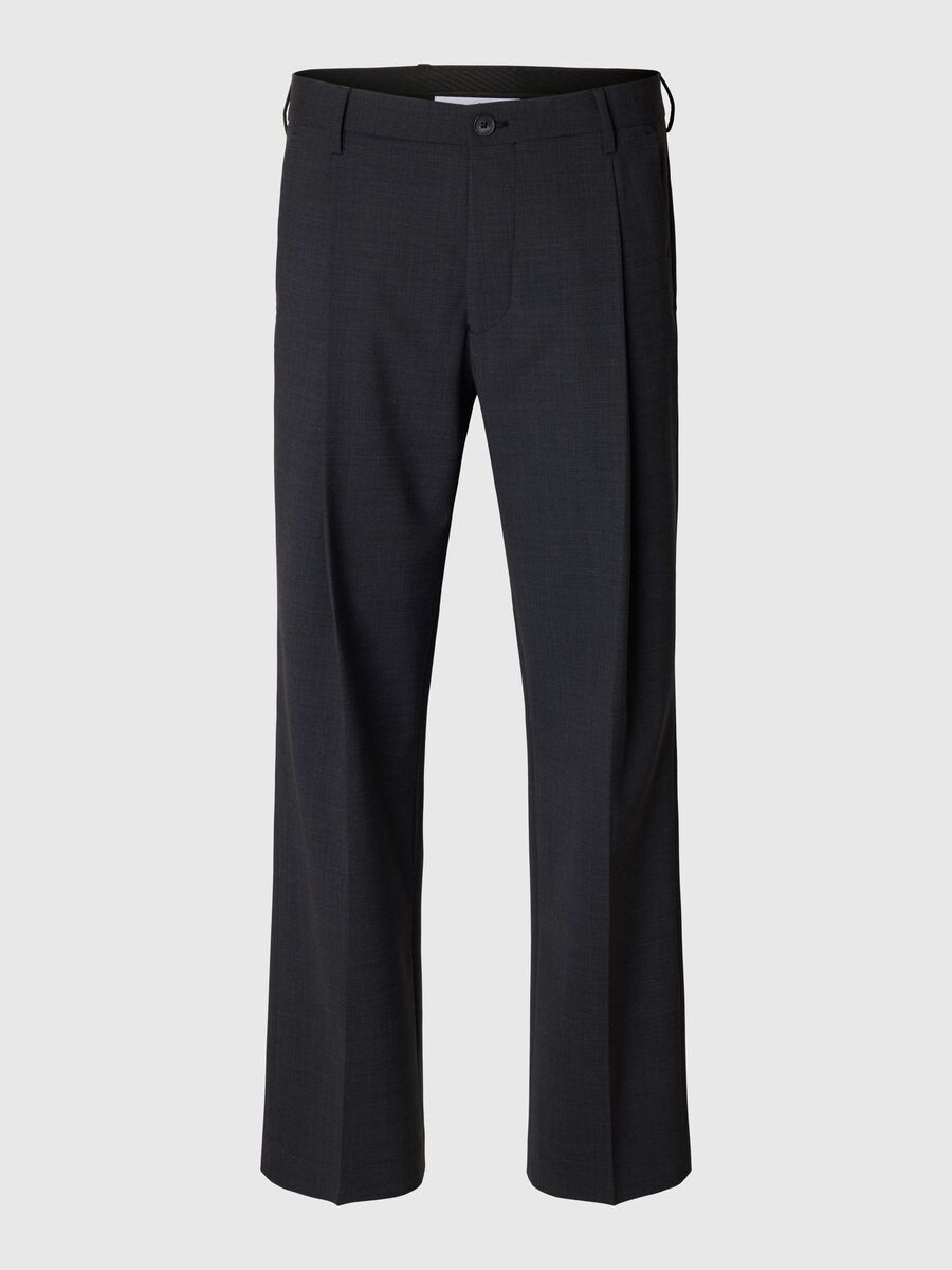 Selected WOLLGEMISCH BÜGELFALTEN LOOSE FIT HOSEN, Dark Grey Melange, highres - 16097838_DarkGreyMelange_001.jpg
