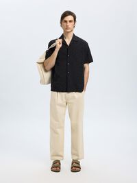 BORDADO CAMISA DE MANGA CORTA, Black, highres