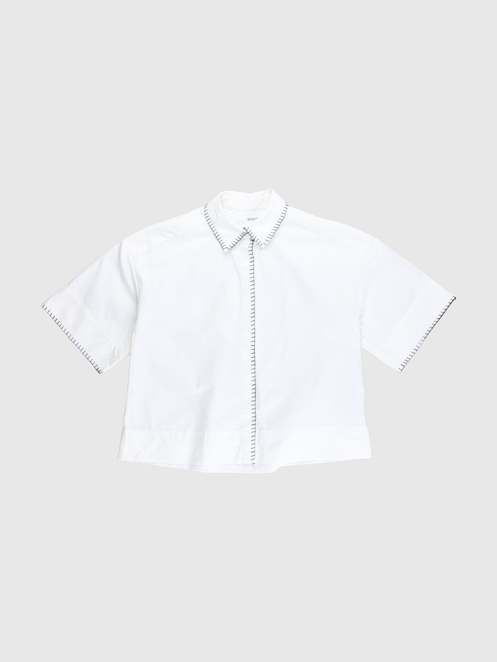 SHORT SLEEVED CROPPED SHIRT, Bright White, highres