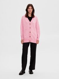 LONGLINE WOLLGEMISCH STRICKJACKE, Moonlite Mauve, highres