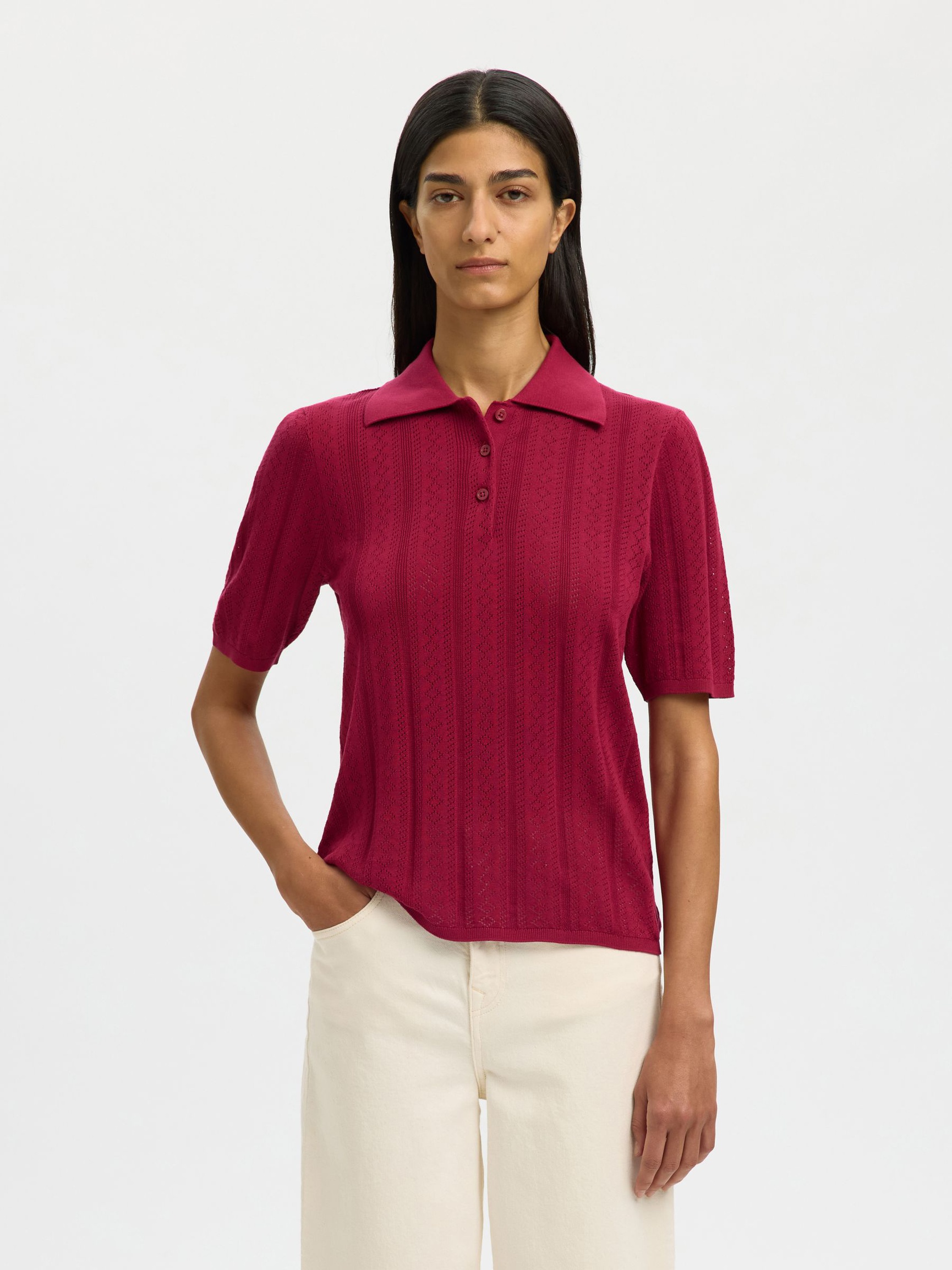 COTON POLO EN MAILLE, Anemone, highres