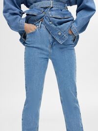 CINTURA ALTA JEANS STRAIGHT FIT, Light Blue Denim, highres