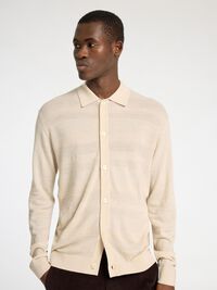 100% MERINO WOOL CARDIGAN, Oatmeal, highres