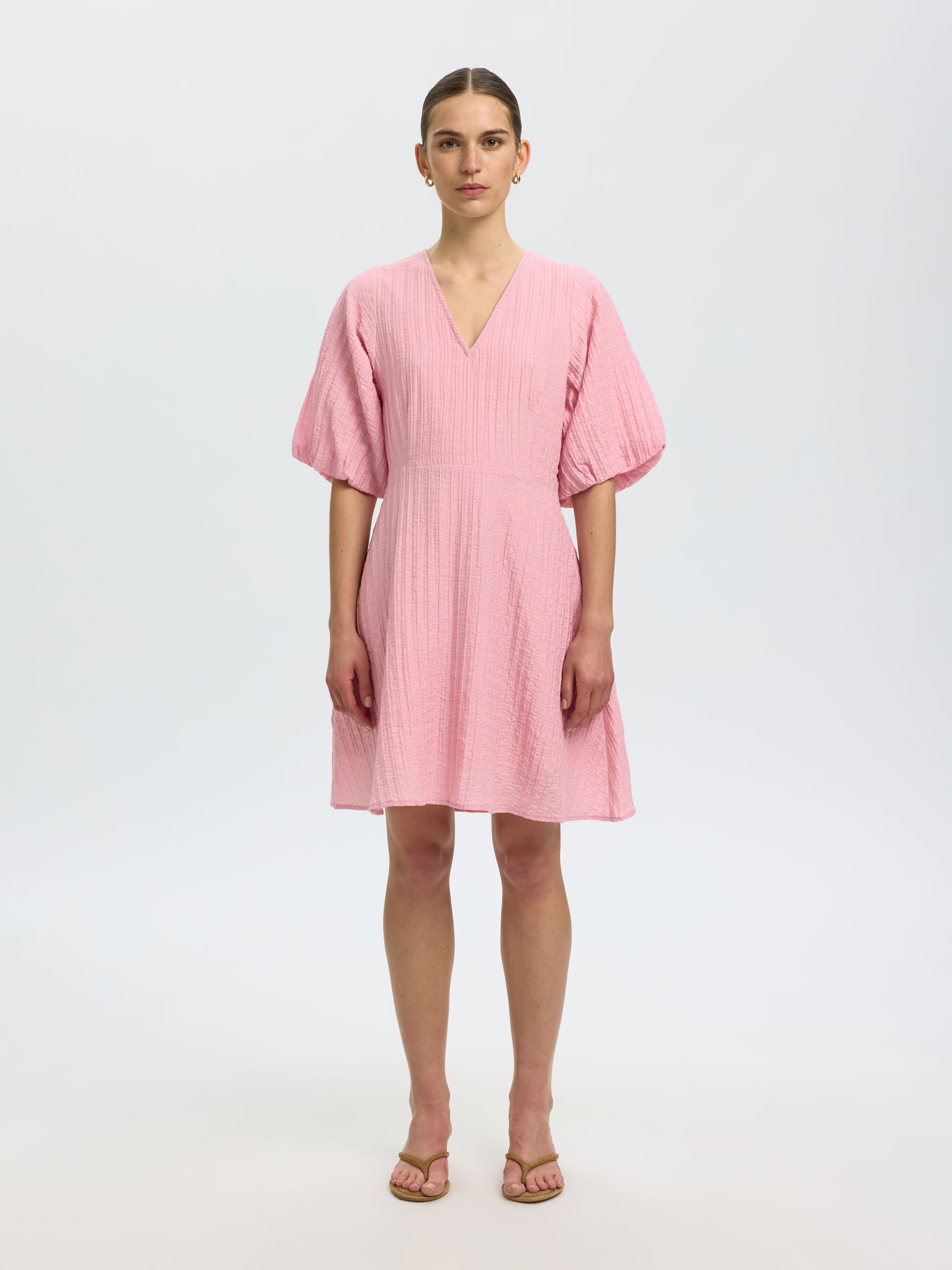 SHORT SLEEVED MINI DRESS, Bleached Mauve, highres