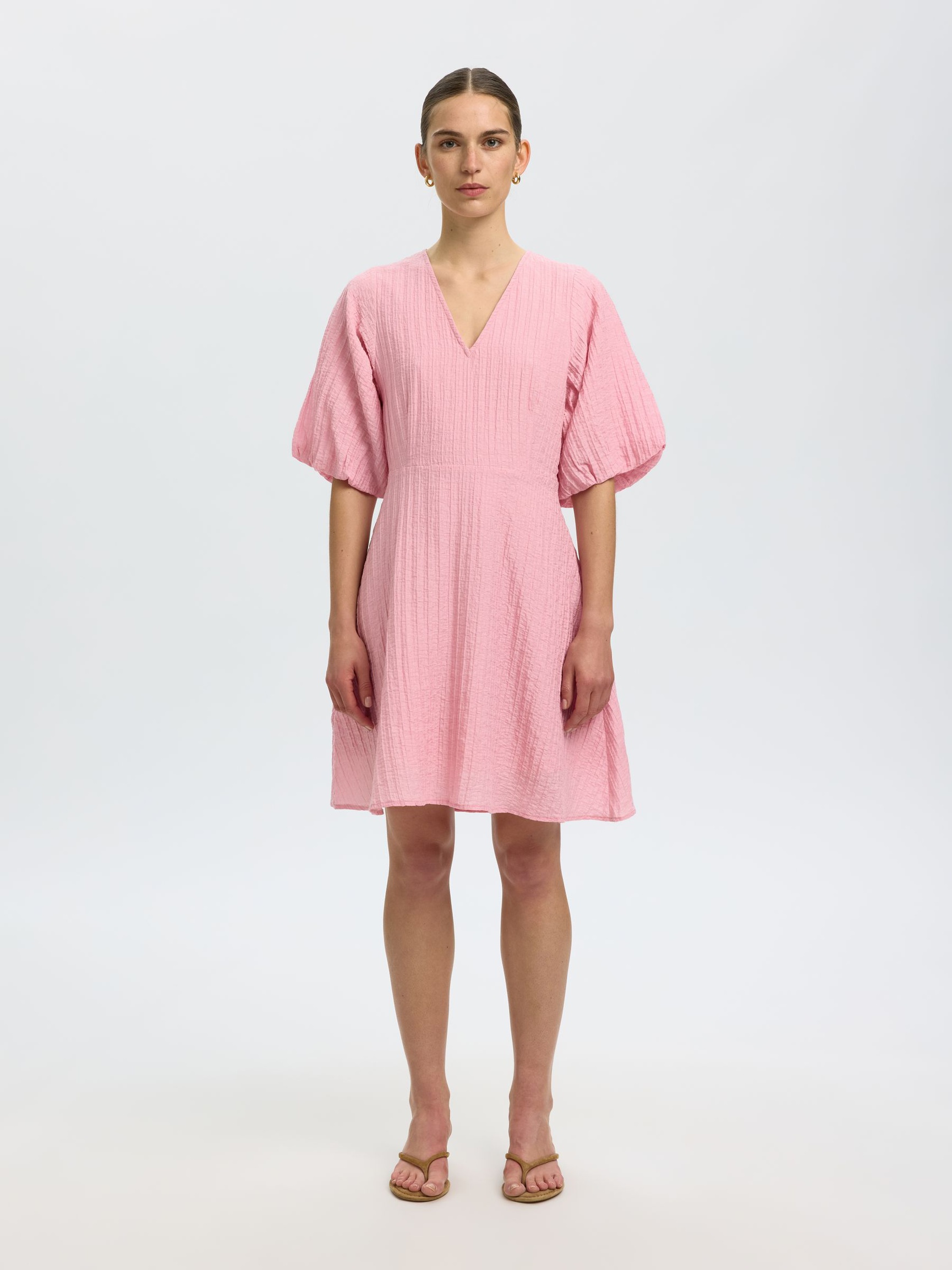 SHORT SLEEVED MINI DRESS, Bleached Mauve, highres