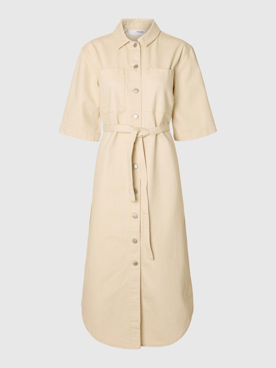 Selected DENIM BLOUSEJURK, Ecru, highres - 16096958_Ecru_001.jpg