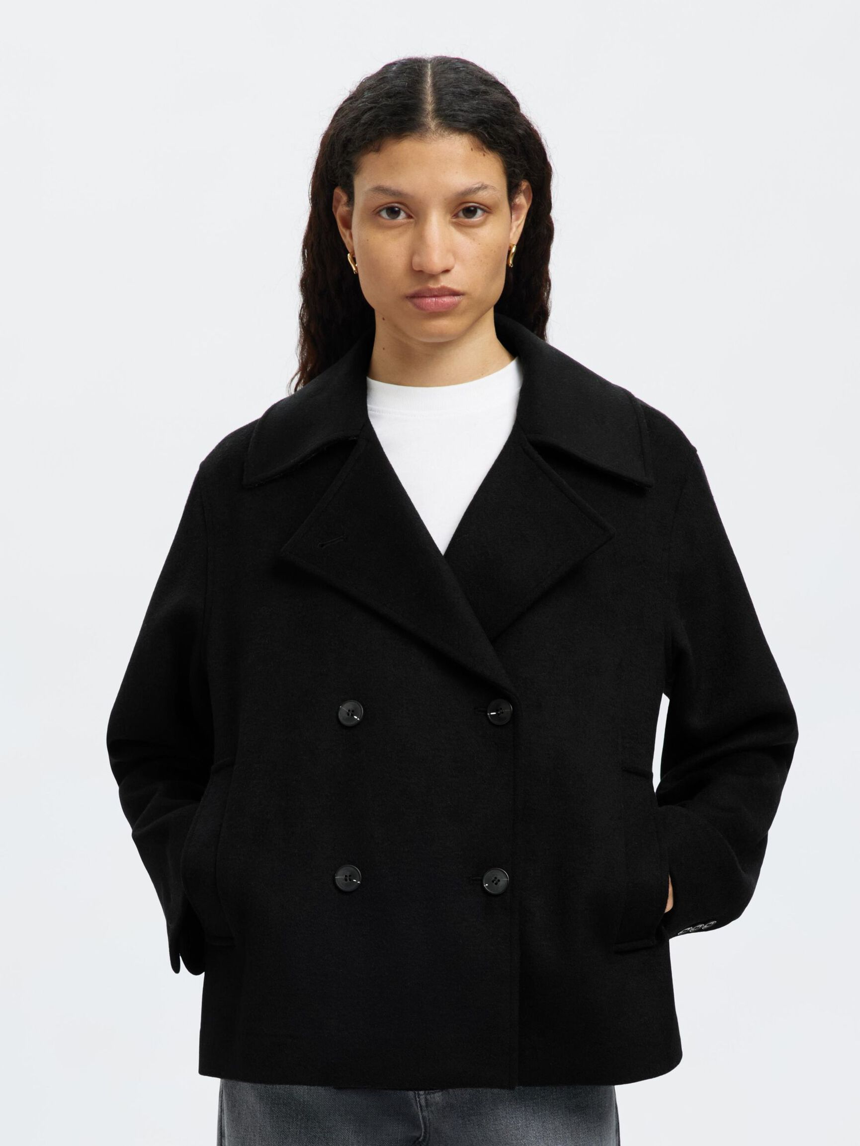 LAINE MÉLANGÉE VESTE, Black, highres
