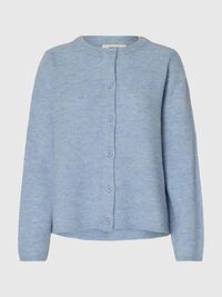 WOOL BLEND KNITTED CARDIGAN, Cashmere Blue, highres