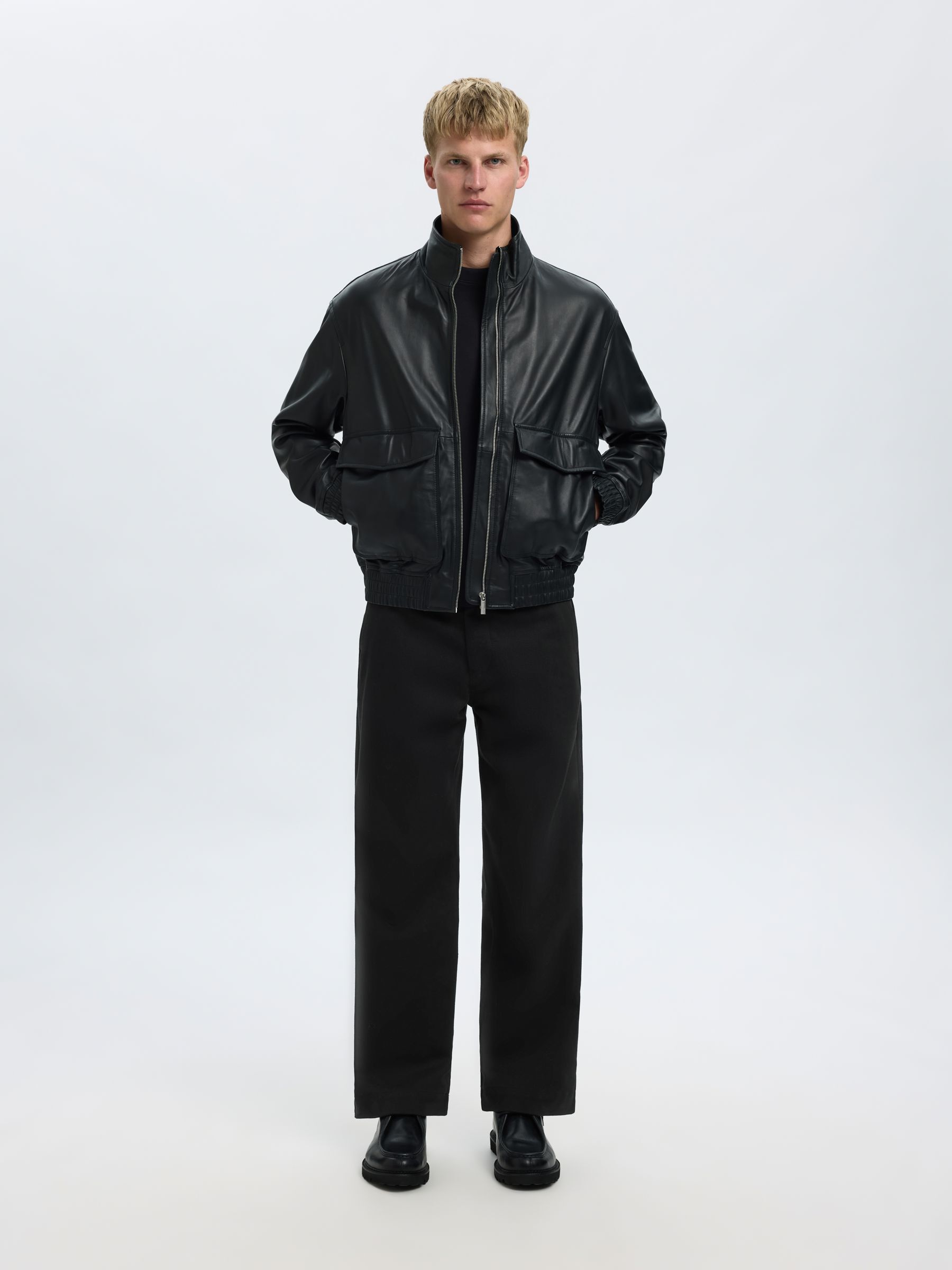 KATOEN TWILL LOOSE-FIT BROEK, Black, highres