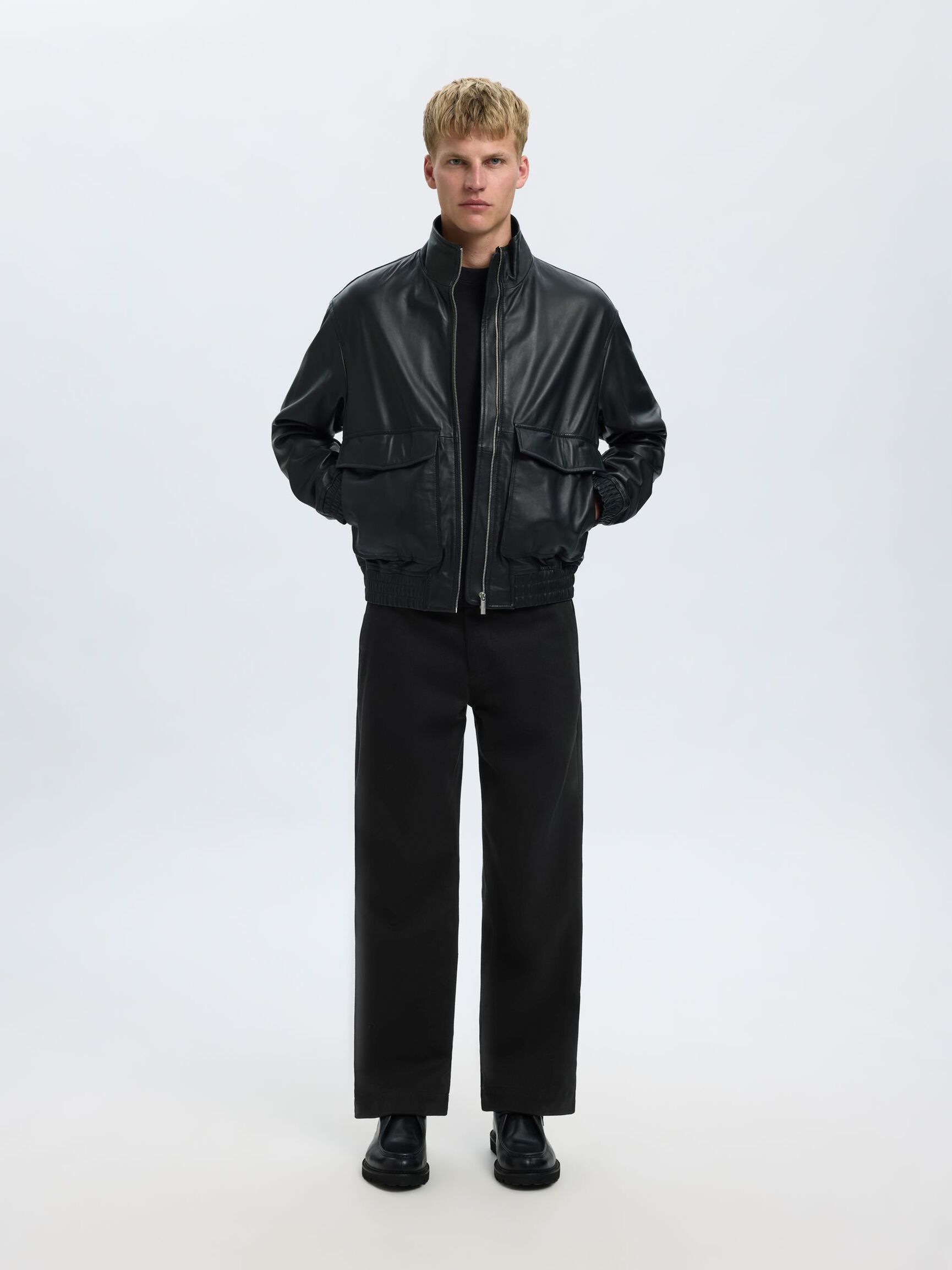 KATOEN TWILL LOOSE-FIT BROEK, Black, highres