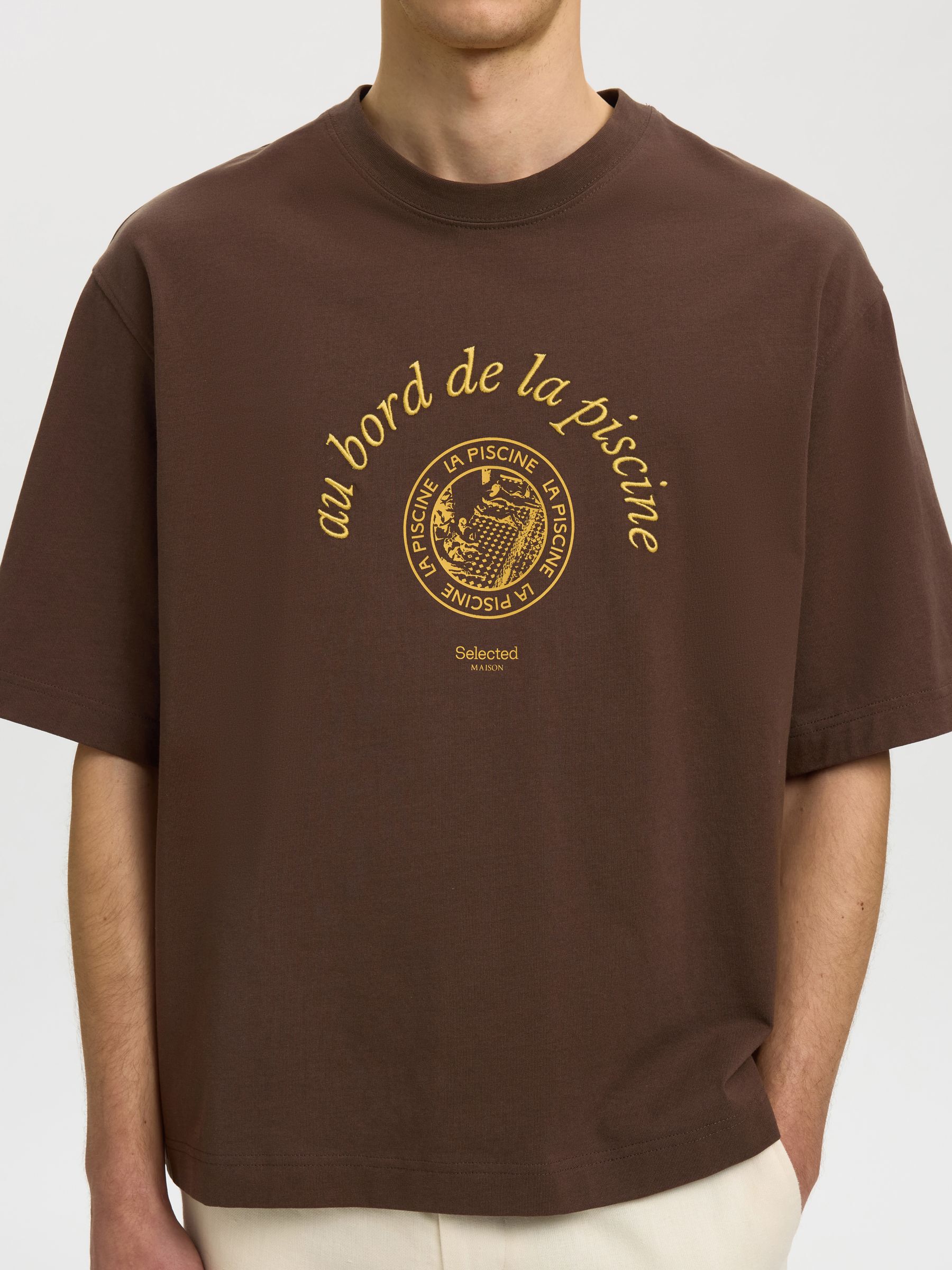 PRINTED COTTON T-SHIRT, Bracken, highres