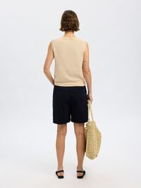 COTTON BLEND KNITTED VEST, Birch, highres