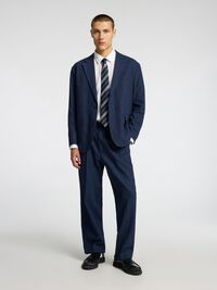 LEINENMIX EINREIHIGER BLAZER, Outer Space, highres