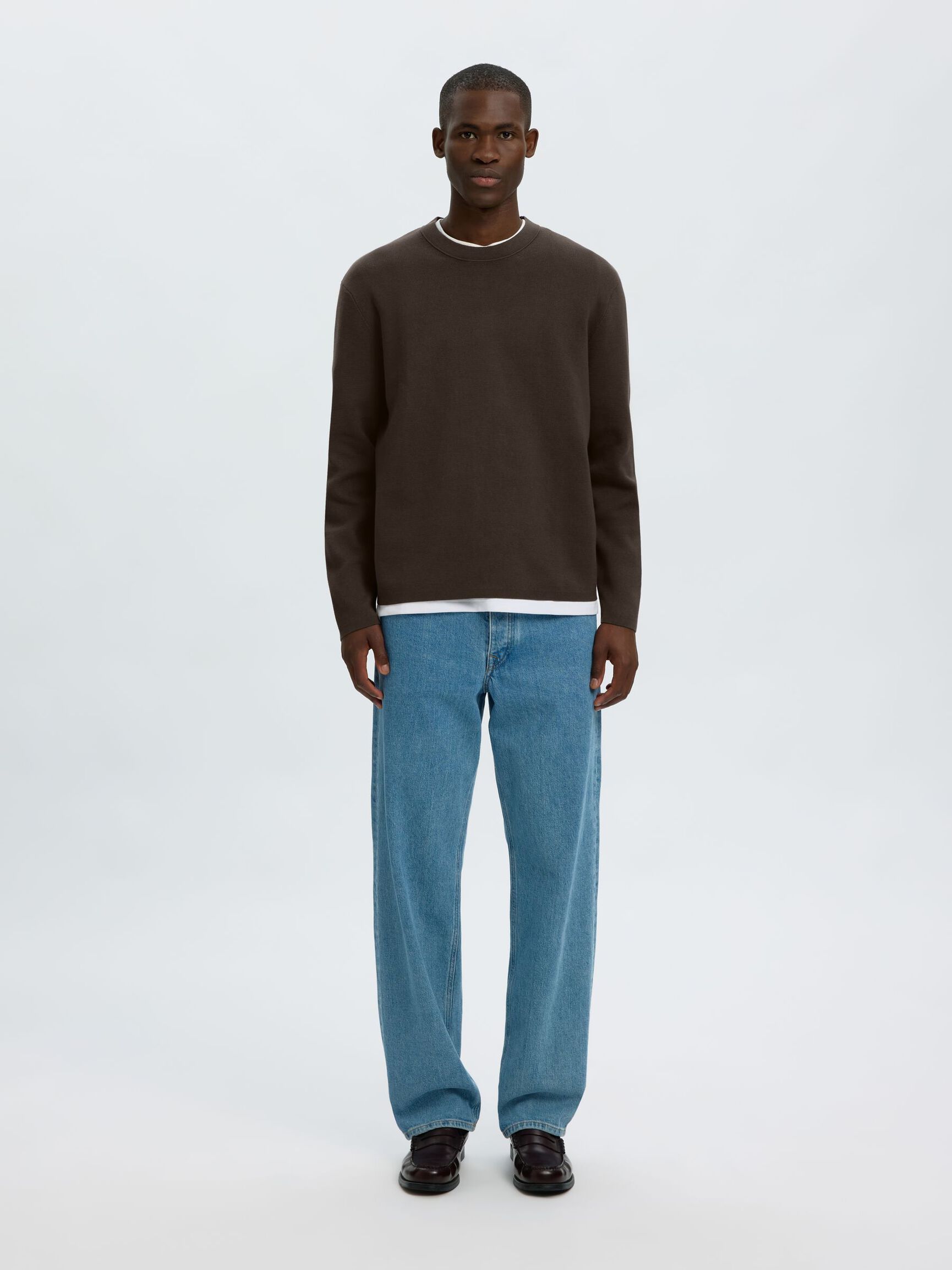 COTTON BLEND PULLOVER, Turkish Coffee, highres