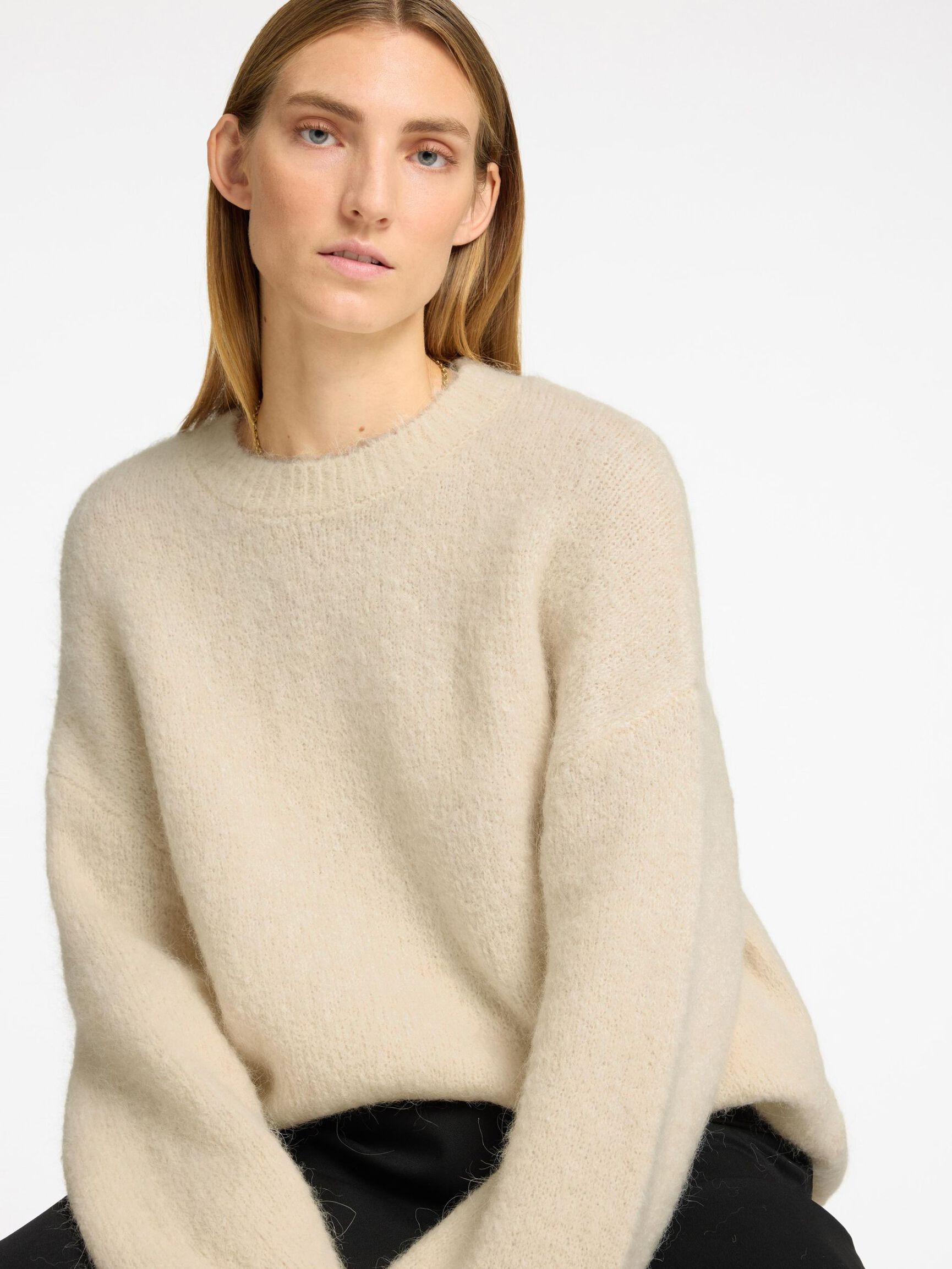 OVERSIZED WOOL BLEND JUMPER, Birch, highres