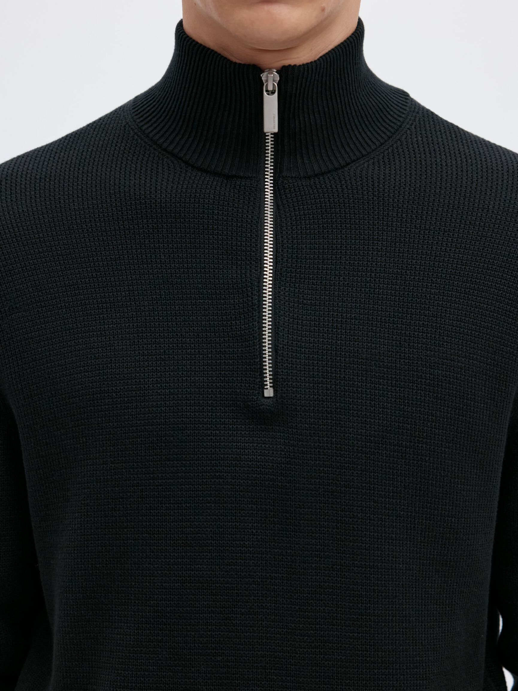 HALF-ZIP PULLOVER, Black, highres