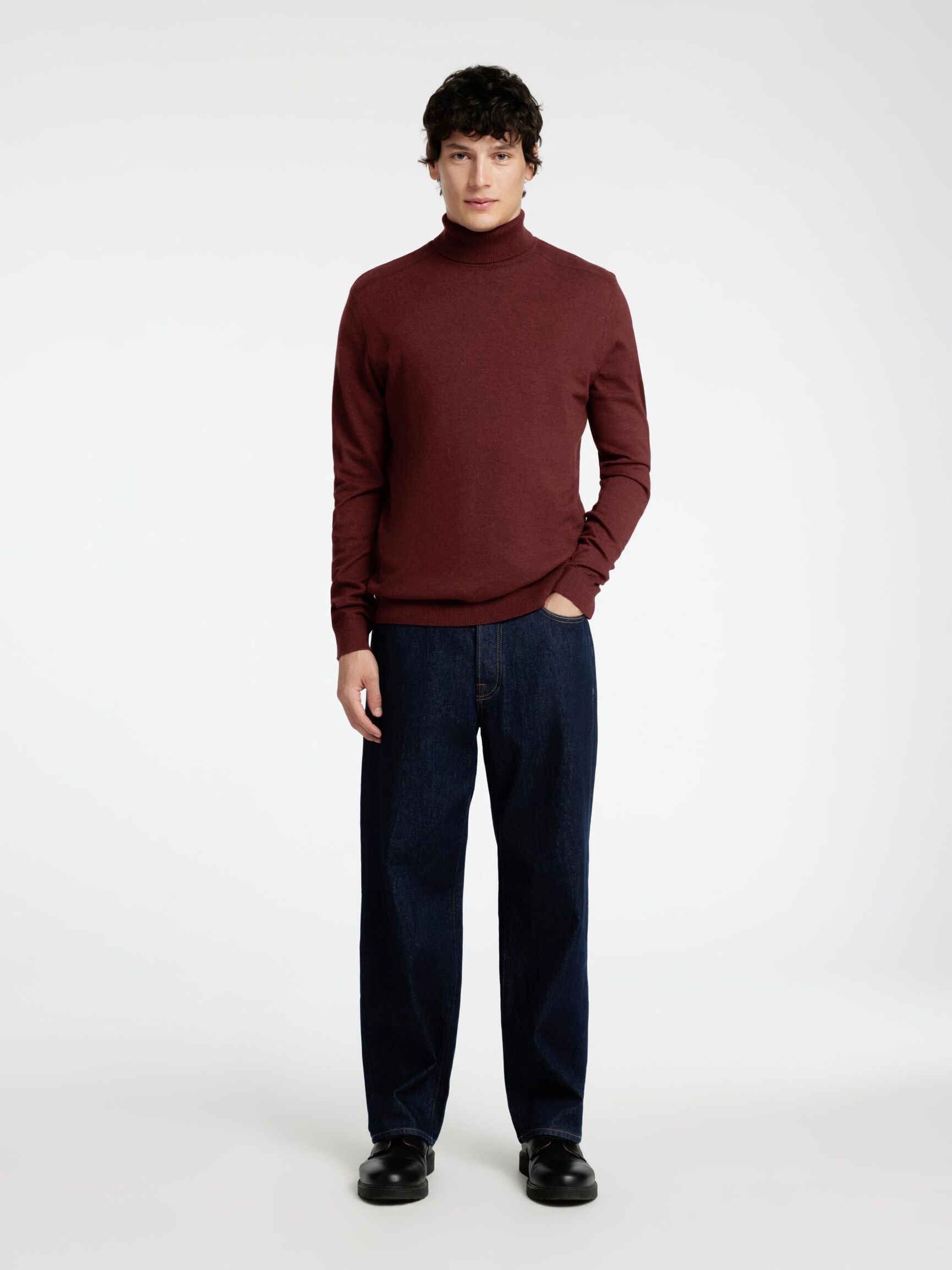 LANGARM ROLLKRAGEN PULLOVER, Syrah, highres