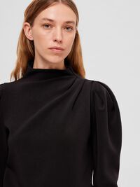 DRAPED TOP, Black, highres