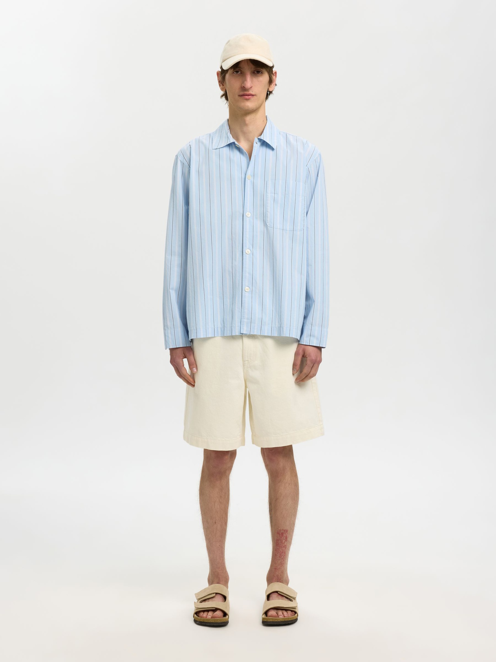 RELAXED FIT LONG SLEEVED SHIRT, Cashmere Blue, highres
