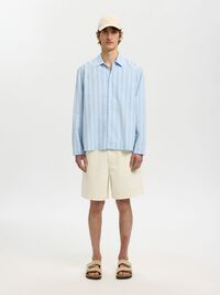 RELAXED FIT LANGERMET SKJORTE, Cashmere Blue, highres