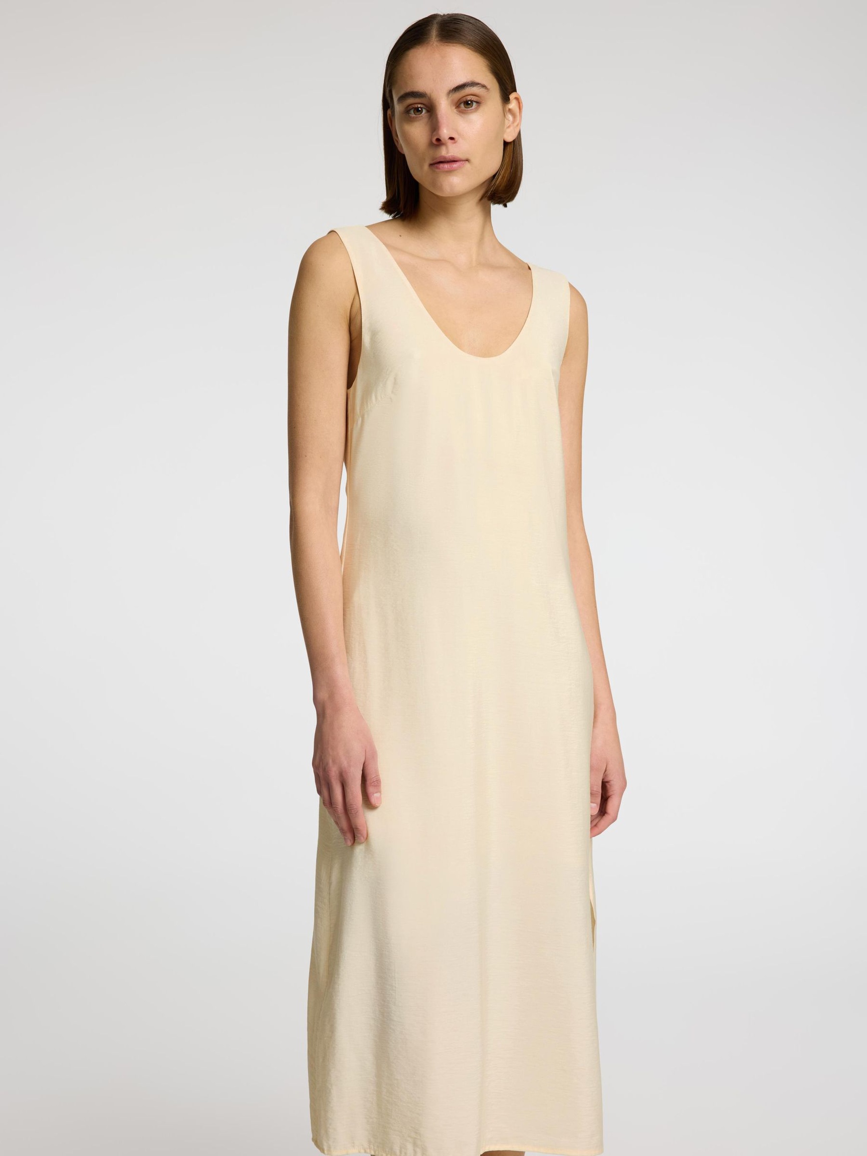 SLEEVELESS MIDI DRESS, Birch, highres