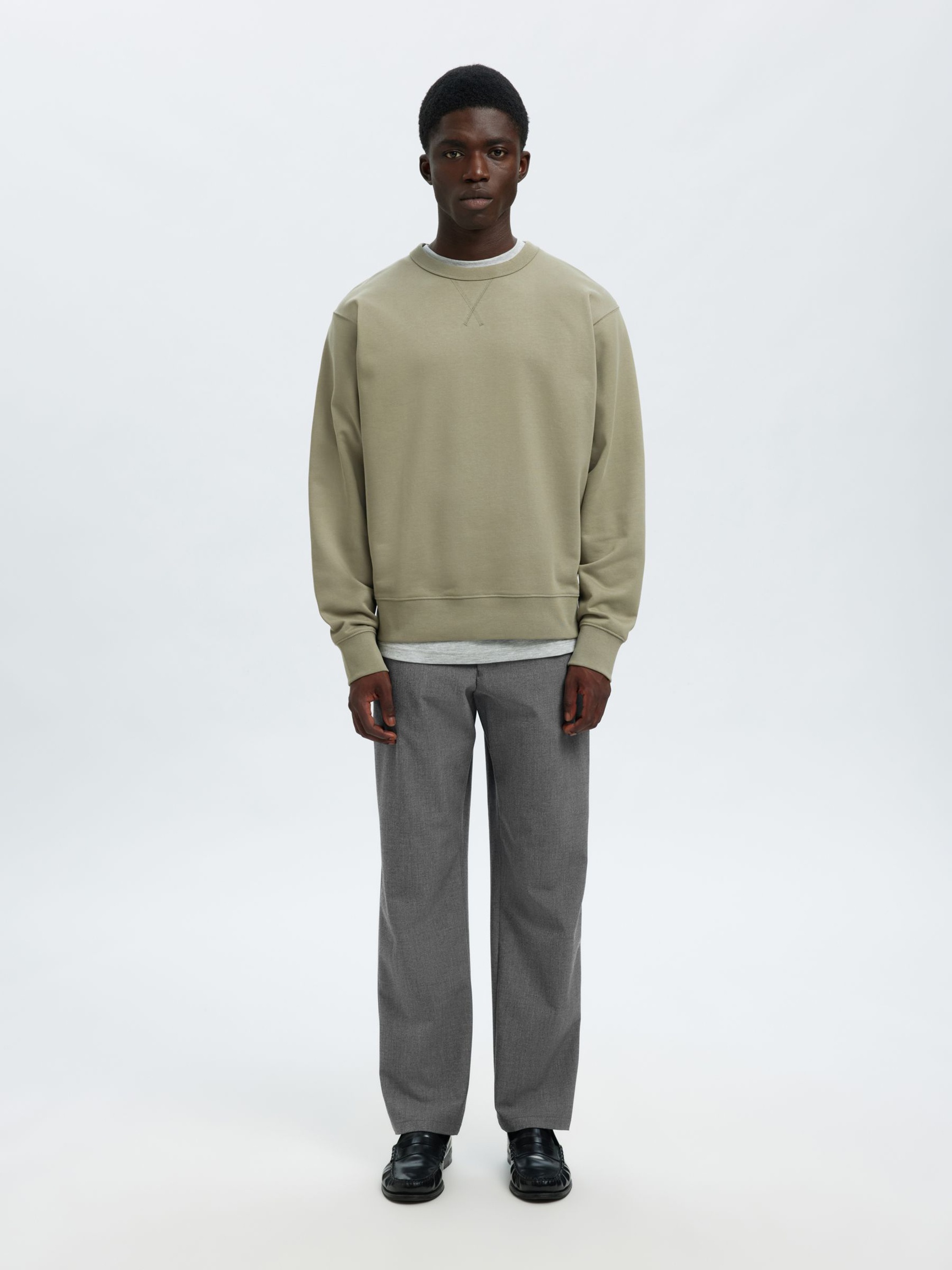 196 COUPE DROITE PANTALON, Grey Melange, highres