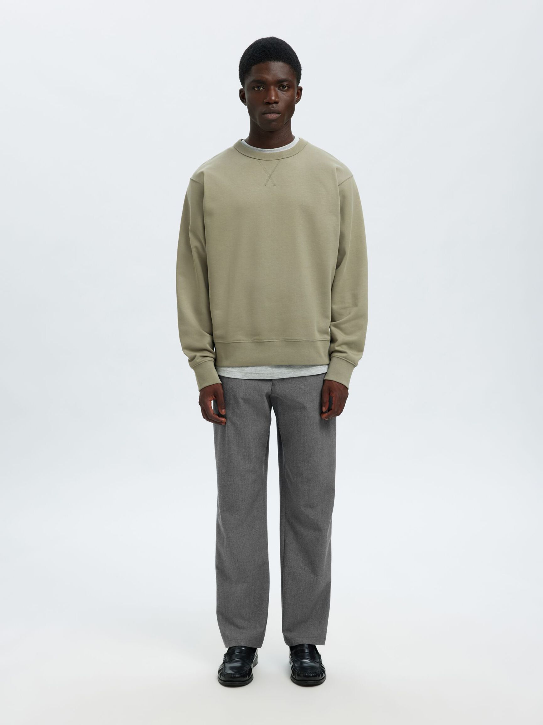 196 COUPE DROITE PANTALON, Grey Melange, highres