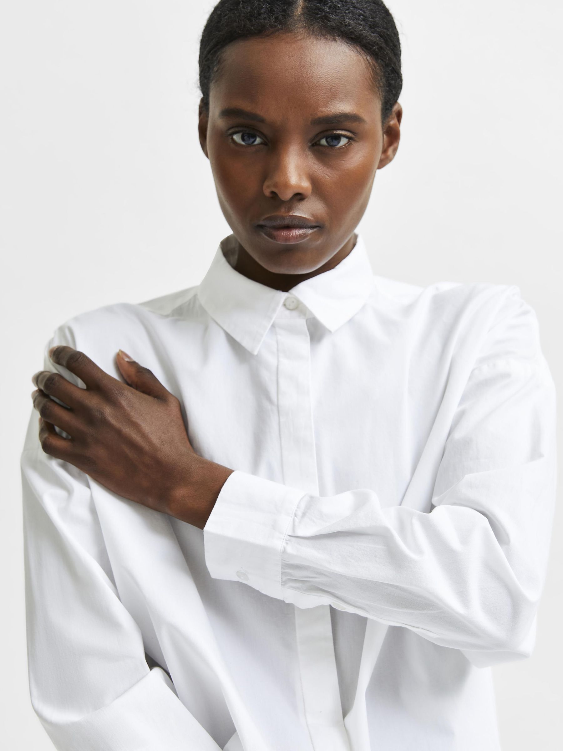White Wide Cuff Oversized Shirt main image 0