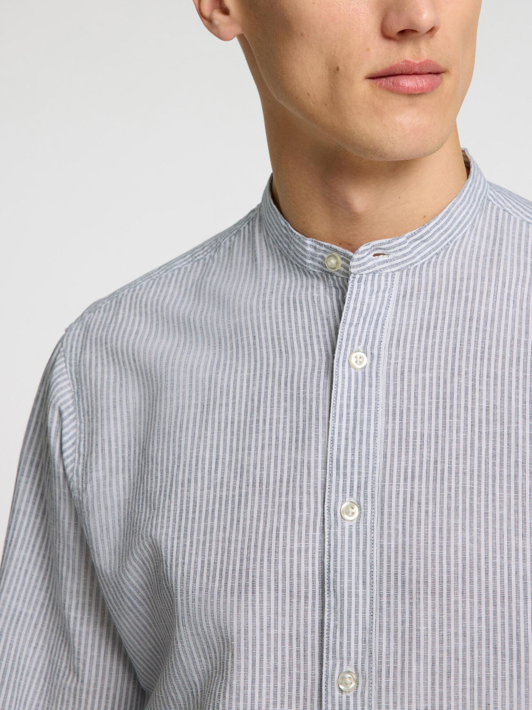 LANGARM LEINENMIX HEMD, Bright White, highres
