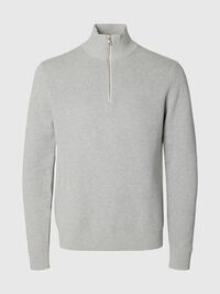 HALF-ZIP JUMPER, Light Grey Melange, highres