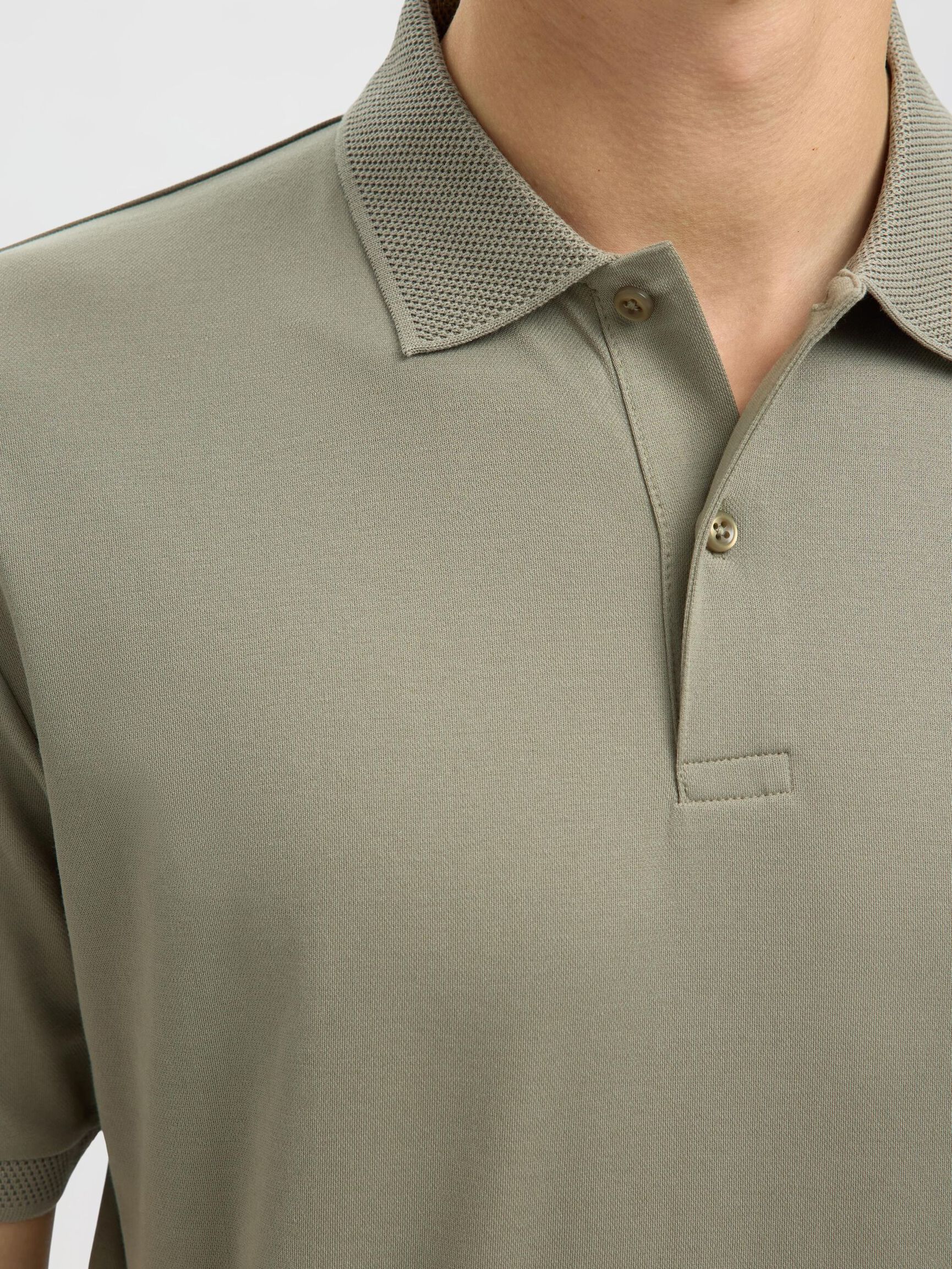 MANCHES COURTES POLO, Vetiver, highres