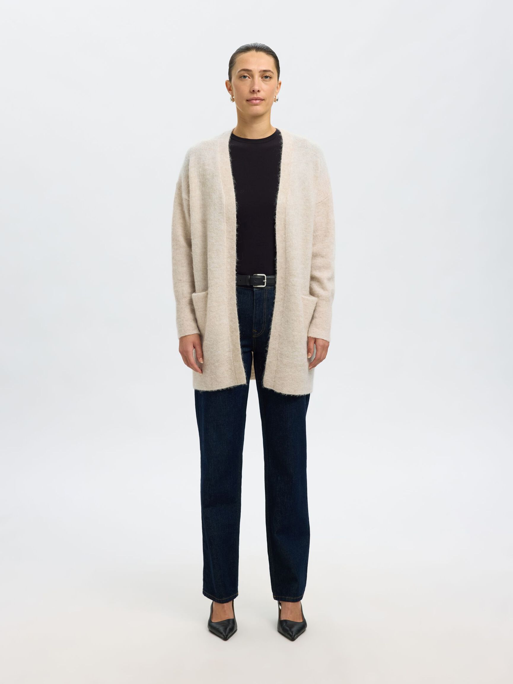 LANG GEBREID VEST, Birch, highres