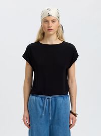 BOATNECK T-SHIRT, Black, highres