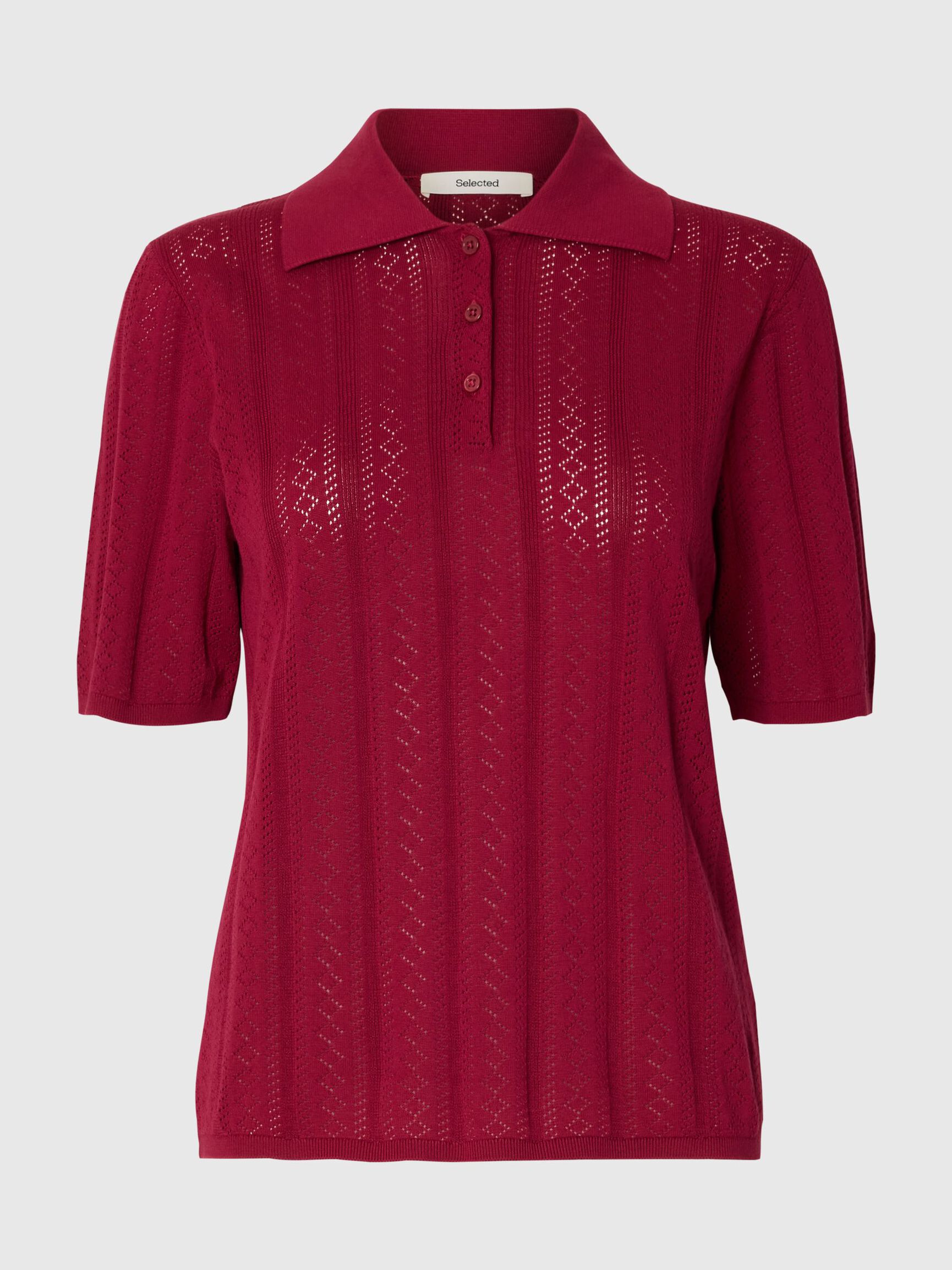 COTTON KNITTED POLO SHIRT, Anemone, highres