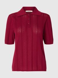 COTTON KNITTED POLO SHIRT, Anemone, highres