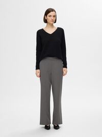 WOLLGEMISCH V-AUSSCHNITT PULLOVER, Black, highres
