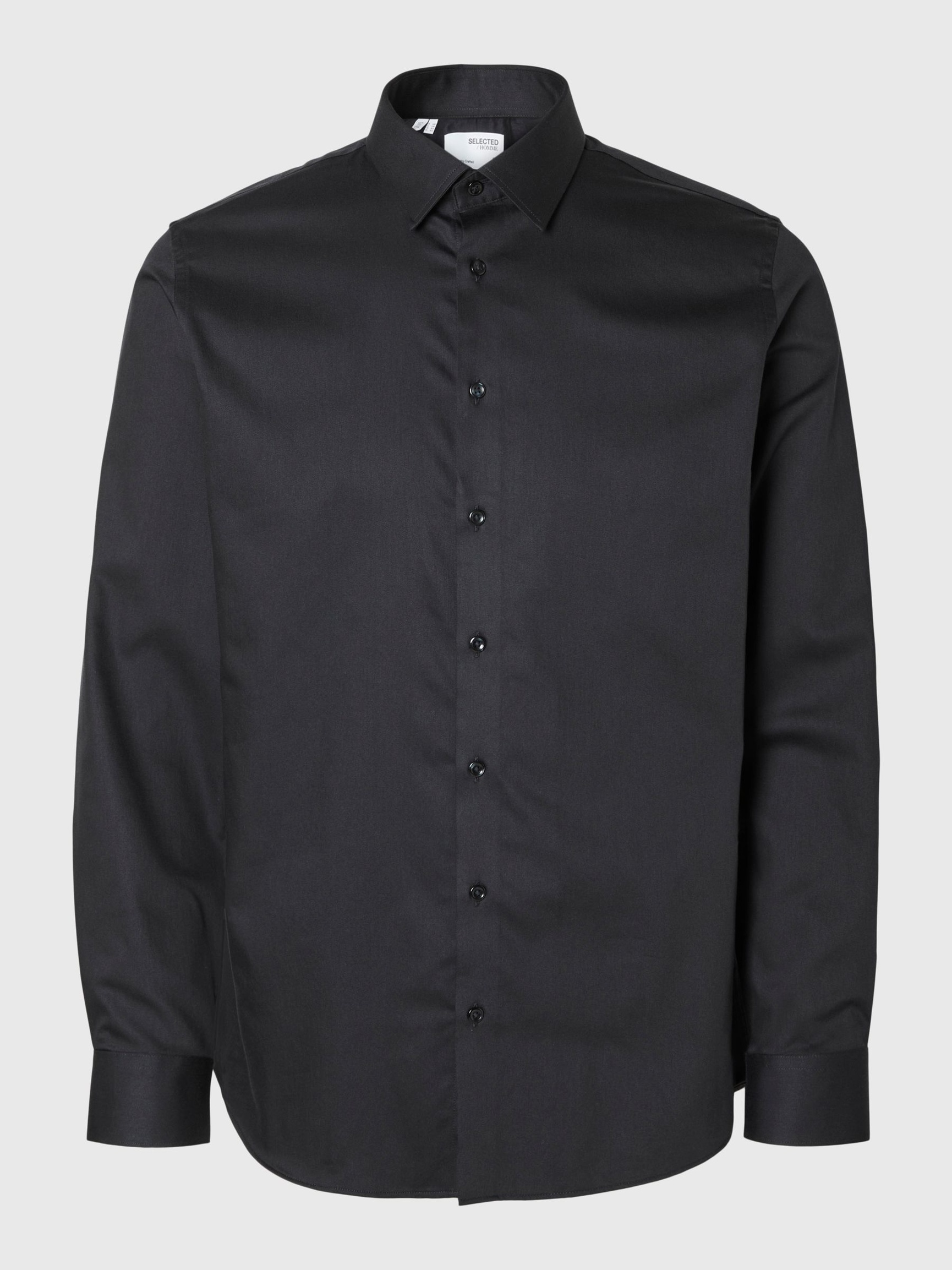 SLIM FIT SKJORTA, Black, highres
