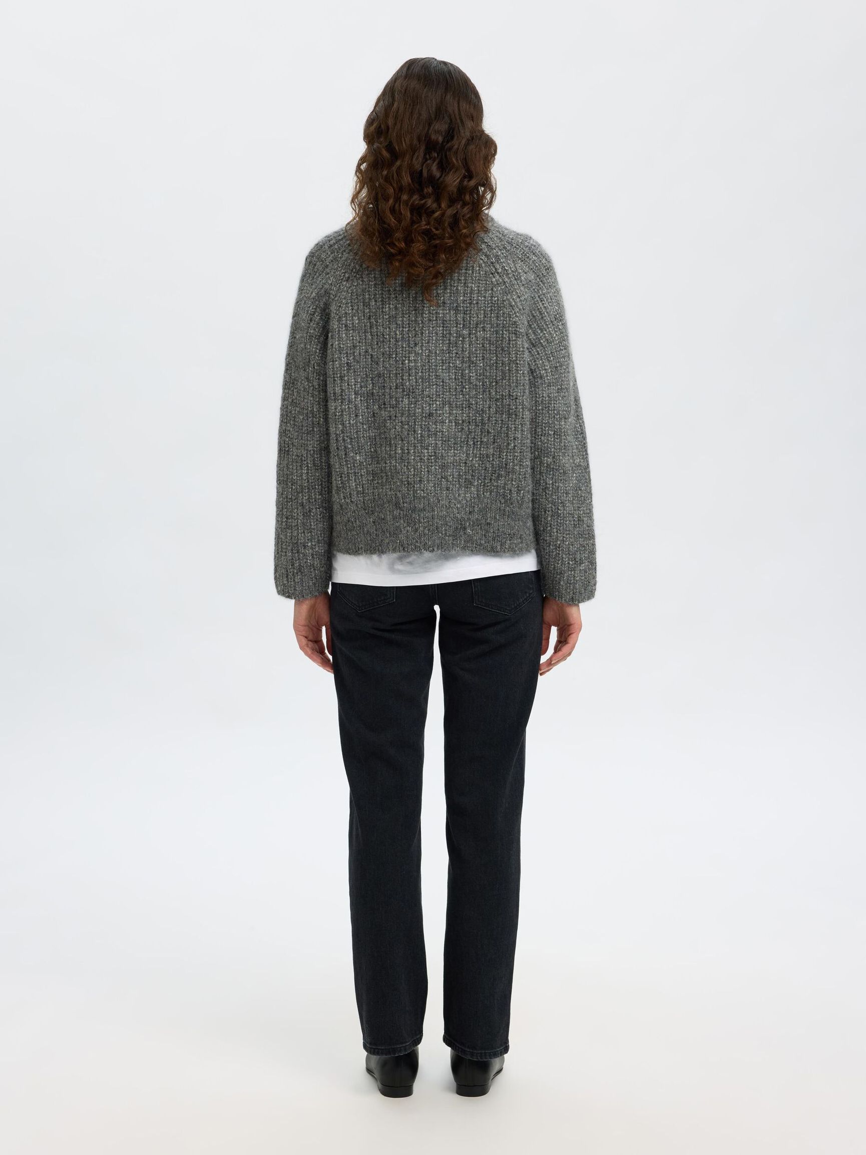 WOOL BLEND ZIP-FRONT CARDIGAN, Medium Grey Melange, highres