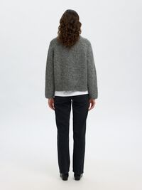 WOOL BLEND ZIP-FRONT CARDIGAN, Medium Grey Melange, highres
