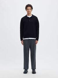 STRUCTURED COTTON POLO SHIRT, Sky Captain, highres